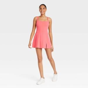 JoyLab Coral Orange Active Dress S - Sleeveless, Built-in Shorts